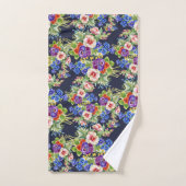 Elegant bloemmotief roze geel blauw loof bad handdoek (Handdoek)