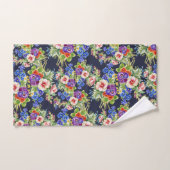 Elegant bloemmotief roze geel blauw loof bad handdoek (Handdoek)