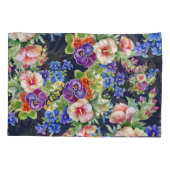 Elegant bloemmotief roze geel blauw loof kussensloop (Achterkant-Links)