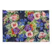 Elegant bloemmotief roze geel blauw loof kussensloop (Achterkant-Rechts)