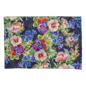 Elegant bloemmotief roze geel blauw loof kussensloop (Voorkant-Links)