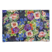 Elegant bloemmotief roze geel blauw loof kussensloop (Voorkant-Rechts)