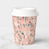 Elegant bloemmotief roze papieren bekers (Rechts)