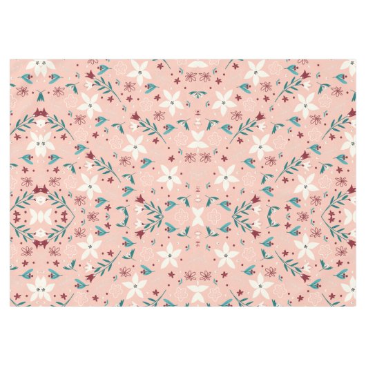 Elegant bloemmotief roze tafelkleed (Voorkant (Horizontaal))