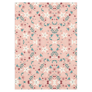 Elegant bloemmotief roze tafelkleed