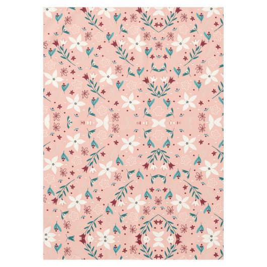 Elegant bloemmotief roze tafelkleed (Voorkant)