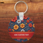 Elegant Bloemmotief Sleutelhanger (Voorkant)