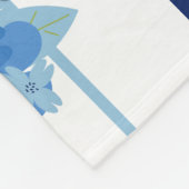 Elegant bloemmotief streep monochromatisch blauw fleece deken (Hoek)