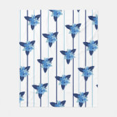Elegant bloemmotief streep monochromatisch blauw fleece deken (Voorkant)
