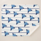 Elegant bloemmotief streep monochromatisch blauw sherpa deken (Voorkant (horizontaal))