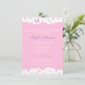 Elegant bloemmotief vlinder Baby shower Kaart (Staand voorkant)