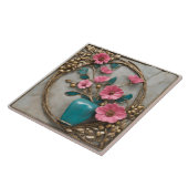 Elegant bloemmozaïek met turquoise vaas tegeltje (Zijkant)