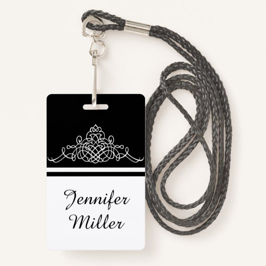 Elegant bloemontwerp badge (Voorkant met draagriem)