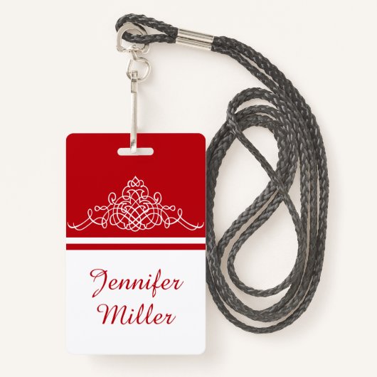 Elegant bloemontwerp badge (Voorkant met draagriem)