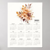 Elegant bloemontwerp Beige kleur bloemen kalender Poster (Voorkant)