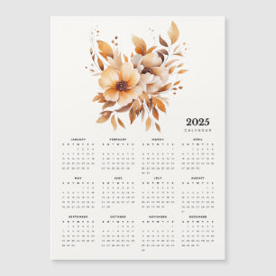 Elegant bloemontwerp Beige magnetische kalender