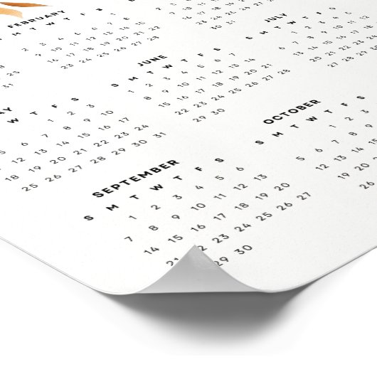 Elegant bloemontwerp Beige Tonen Bloemen Kalender Poster (Hoek)