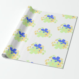 Elegant bloemontwerp blauw groen geel cadeaupapier