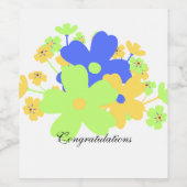 Elegant bloemontwerp geel blauw groen wijn etiket (Enkel label)