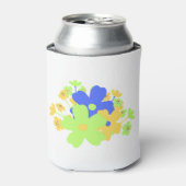 Elegant bloemontwerp in blauw groen geel blikjeskoeler (Blikje Voorkant)