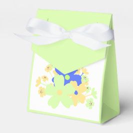 Elegant bloemontwerp in groen geel blauw bedankdoosjes