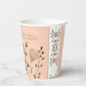 Elegant bloemontwerp in perzik papieren bekers (Achterkant)