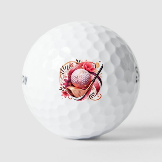 Elegant bloemontwerp in roze en goud golfballen (Voorkant)