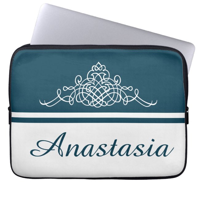 Elegant bloemontwerp laptop sleeve (Voorkant)