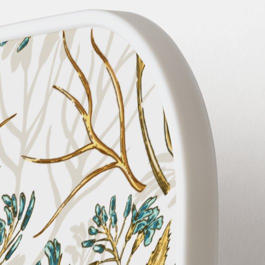 Elegant bloemontwerp met gouden textuur pickleball paddle (Links Detail)