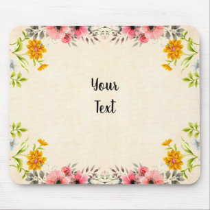 elegant  bloemontwerp met jouw tekst muismat