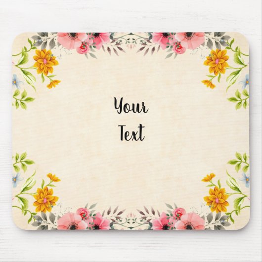 elegant bloemontwerp met jouw tekst muismat (Voorkant)