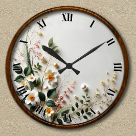 Elegant Bloemontwerp Ronde Klok