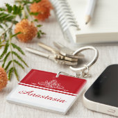 Elegant bloemontwerp sleutelhanger (Voorkant Rechts)