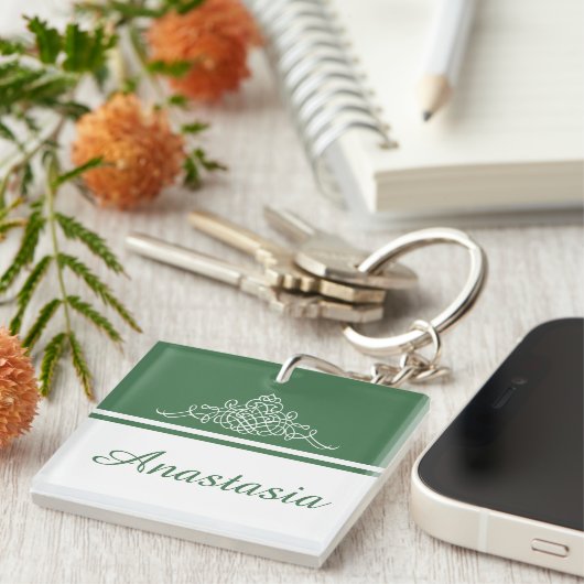 Elegant bloemontwerp sleutelhanger (Voorkant Rechts)