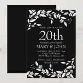 Elegant bloemontwerp uitnodiging 20ste verjaardag (Voorkant / Achterkant)