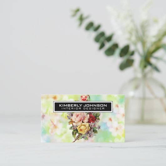 Elegant Bloemontwerp Visitekaartje 3.5x2 (Staand voorkant)