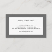 Elegant  bloemontwerp wit/grijs visitekaartje (Achterkant)