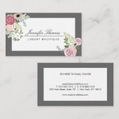 Elegant  bloemontwerp wit/grijs visitekaartje (Voorkant / Achterkant)