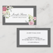 Elegant bloemontwerp wit/grijs visitekaartje (Voorkant / Achterkant)