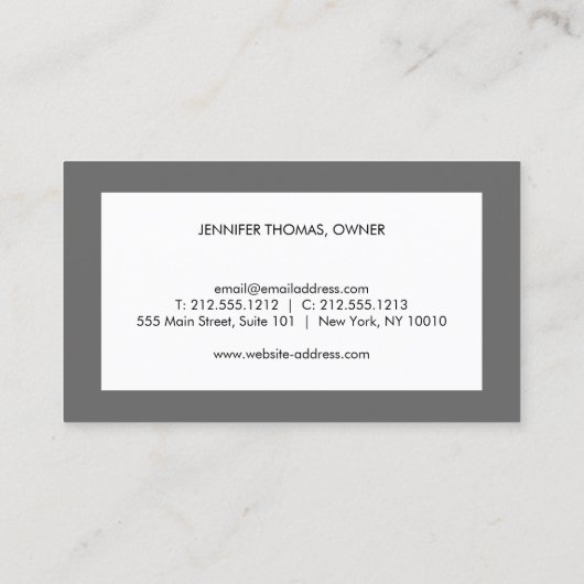 Elegant bloemontwerp wit/grijs visitekaartje (Achterkant)