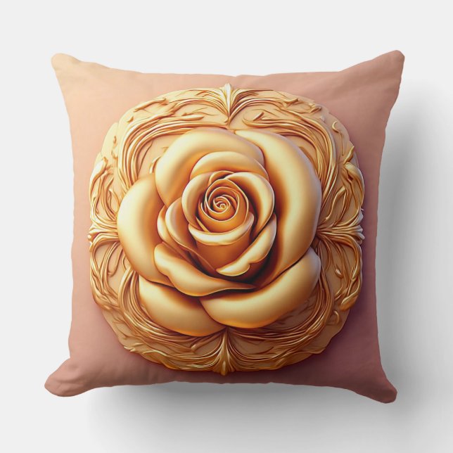 Elegant bloemornament met gouden accenten kussen (Voorkant)