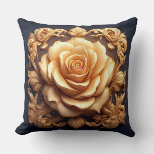 Elegant bloemornament met gouden accenten kussen