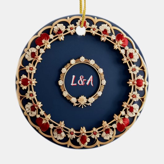 Elegant Bloemornament Ontwerp Keramisch Ornament (Voorkant)