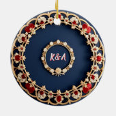 Elegant Bloemornament Ontwerp Keramisch Ornament (Achterkant)