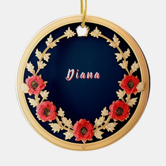 Elegant Bloemornament Ontwerp Keramisch Ornament (Voorkant)