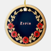 Elegant Bloemornament Ontwerp Keramisch Ornament (Achterkant)