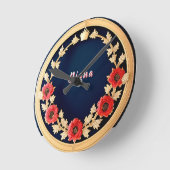 Elegant Bloemornament Ontwerp Ronde Klok (Hoek)