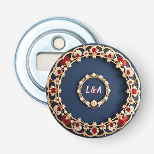 Elegant Bloemornamentontwerp Button Flesopener