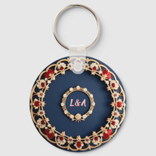 Elegant Bloemornamentontwerp Sleutelhanger