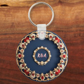 Elegant Bloemornamentontwerp Sleutelhanger (Achterkant)